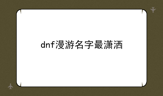 dnf漫游名字最潇洒