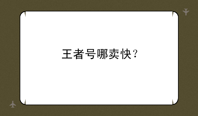 王者号哪卖快？