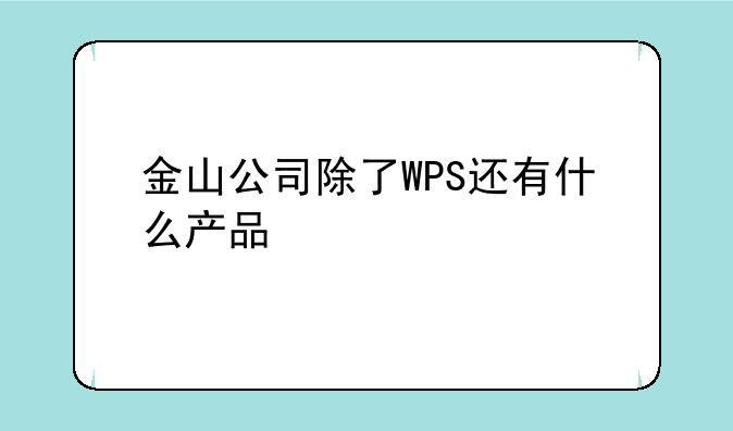 金山公司除了WPS还有什么产品