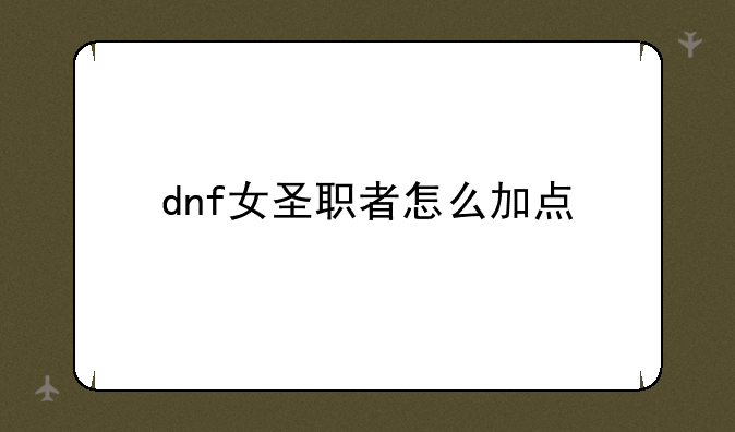 dnf女圣职者怎么加点