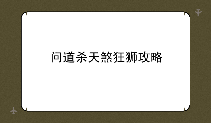问道杀天煞狂狮攻略
