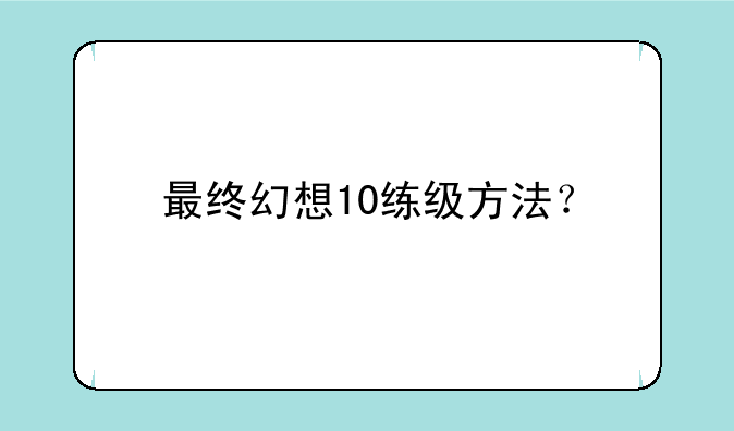 最终幻想10练级方法？