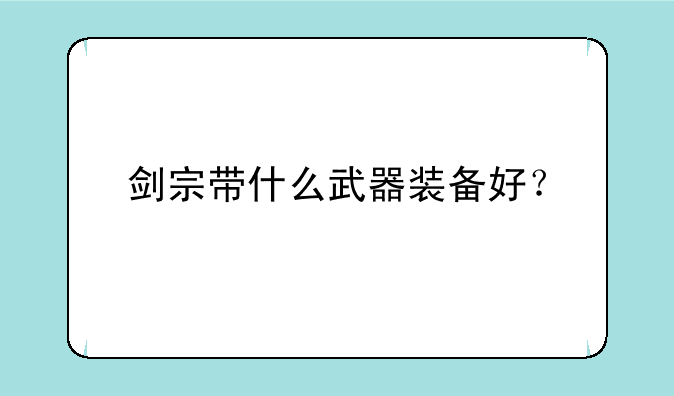 剑宗带什么武器装备好？