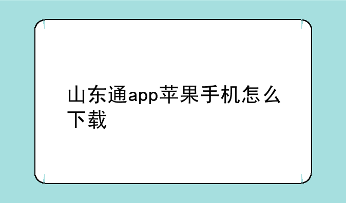 山东通app苹果手机怎么下载