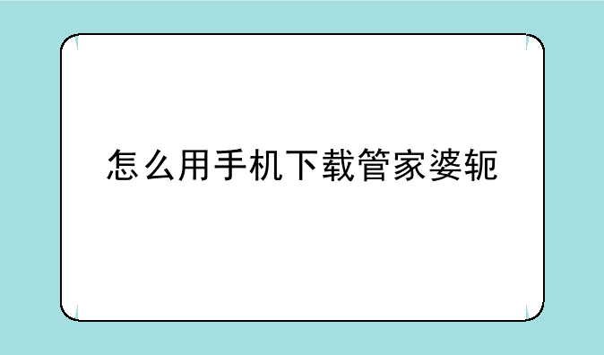 怎么用手机下载管家婆软件