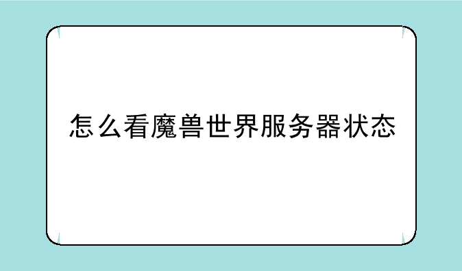 怎么看魔兽世界服务器状态