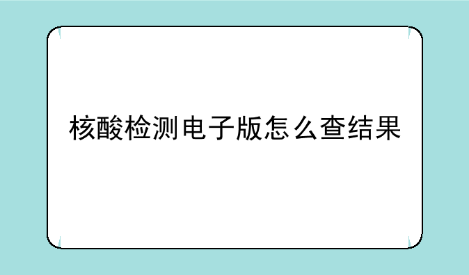 核酸检测电子版怎么查结果