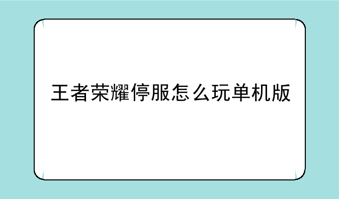 王者荣耀停服怎么玩单机版