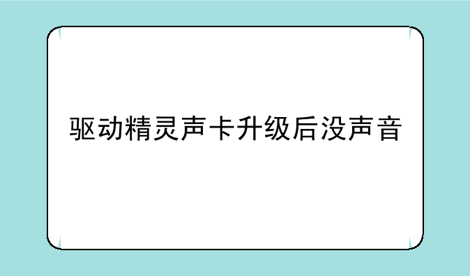驱动精灵声卡升级后没声音