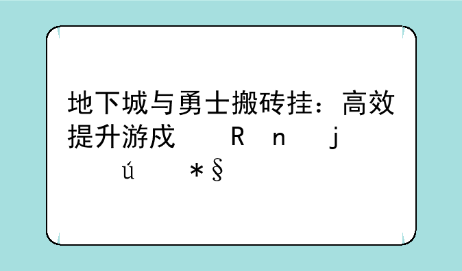 地下城与勇士搬砖挂：高效提升游戏收益的辅助工具