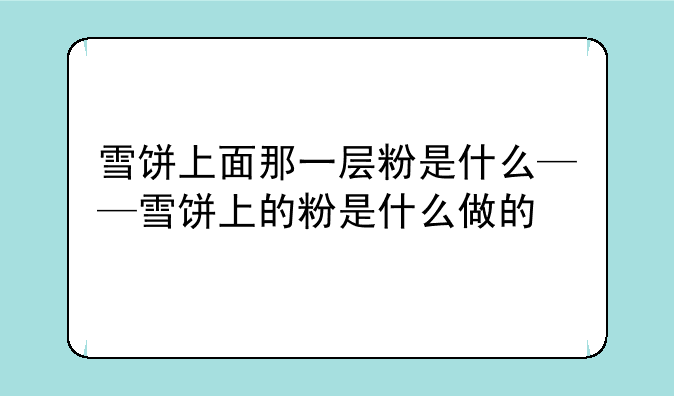 雪饼上面那一层粉是什么——雪饼上的粉是什么做的