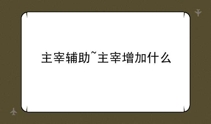 主宰辅助~主宰增加什么