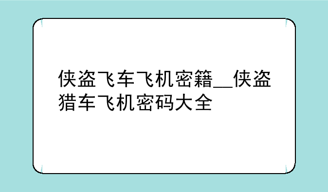 侠盗飞车飞机密籍__侠盗猎车飞机密码大全