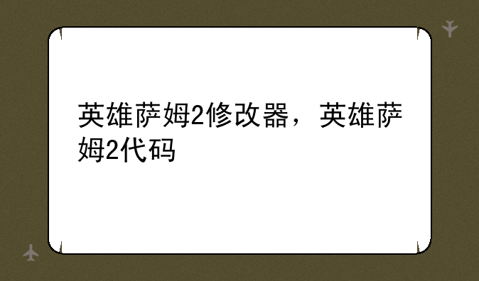 英雄萨姆2修改器，英雄萨姆2代码
