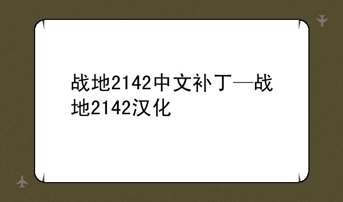 战地2142中文补丁—战地2142汉化