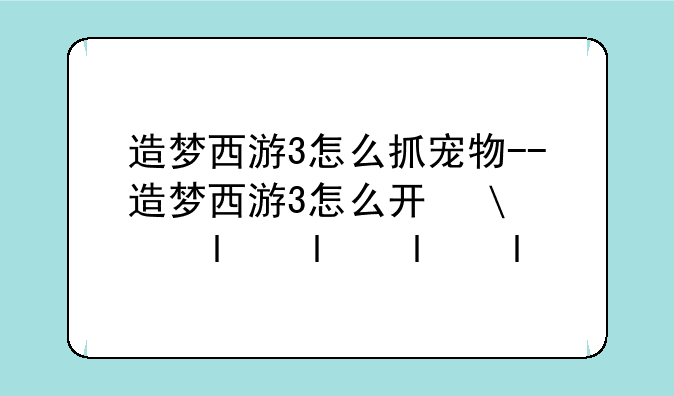 造梦西游3怎么抓宠物--造梦西游3怎么开修改器
